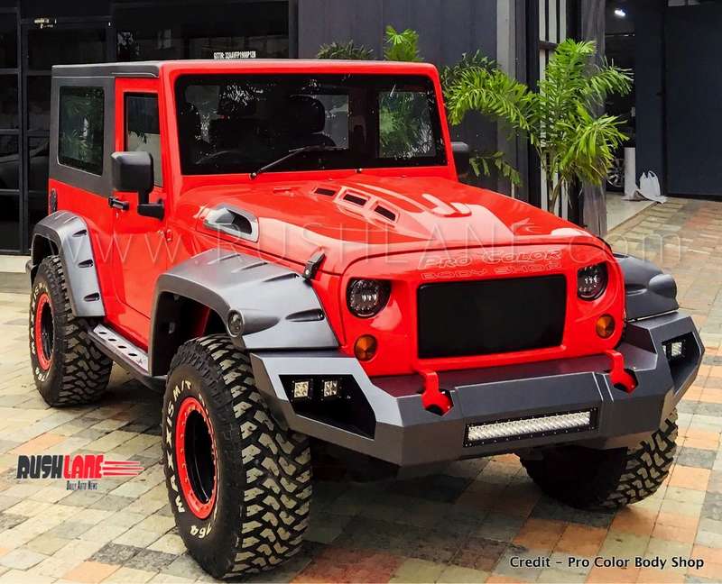 Mahindra Thar modified with parts inspired from Jeep Wrangler