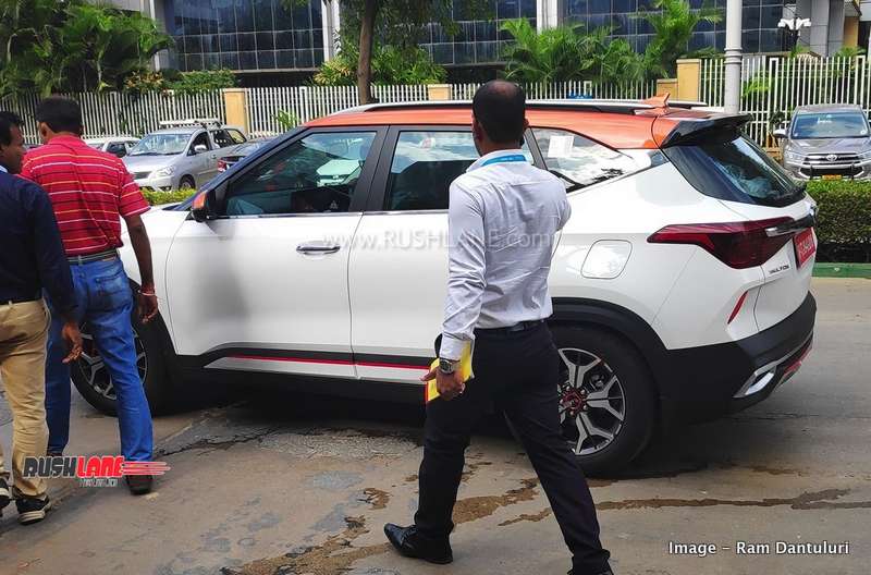 Kia Seltos White With Orange Roof Red With Black Roof Spied