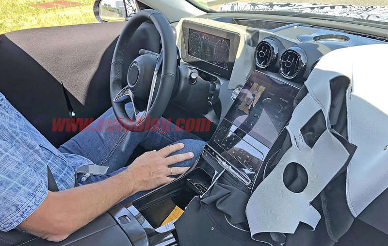 Mercedes C Class Interiors Spied Gets Tesla Like Large Touchscreen
