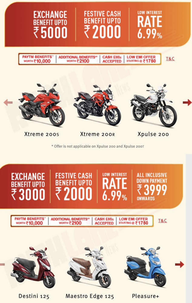 Hero Discount offers scooters motorcycles