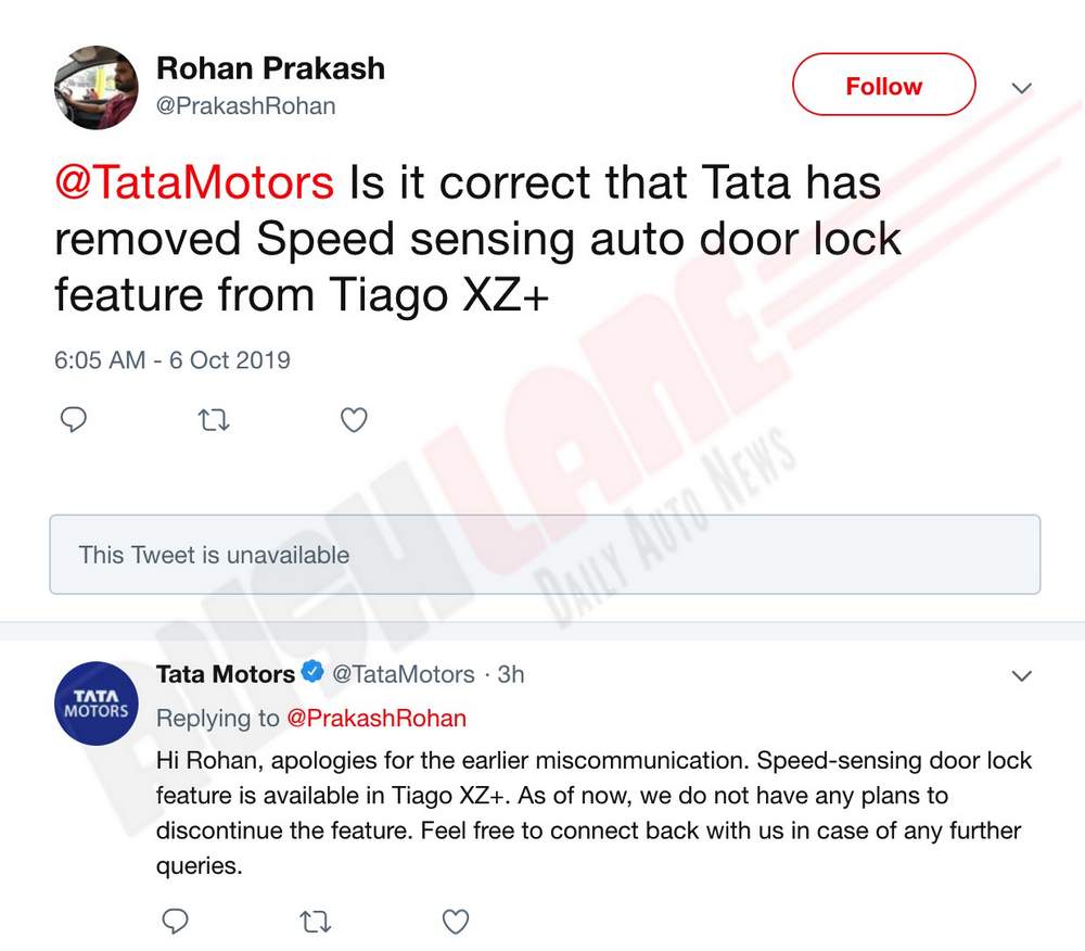 Tata Tiago auto door lock
