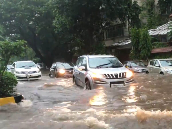 Driving through flood