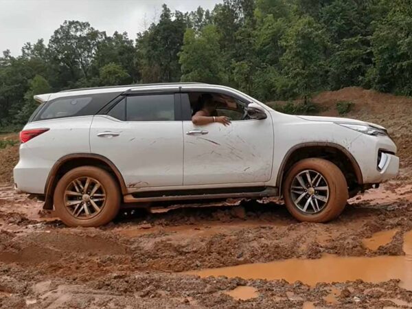 Driving through mud