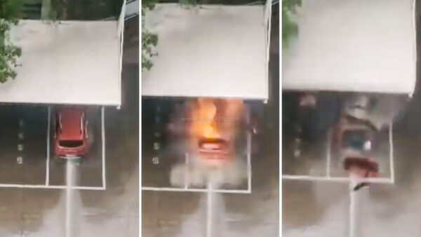 Electric car charging explosion