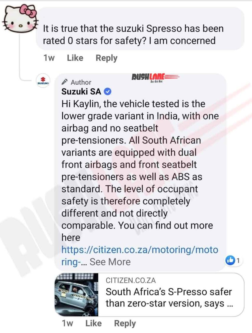 Maruti Safety Concerns
