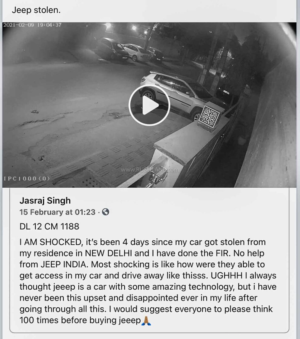 Jeep Compass owner's post on Facebook