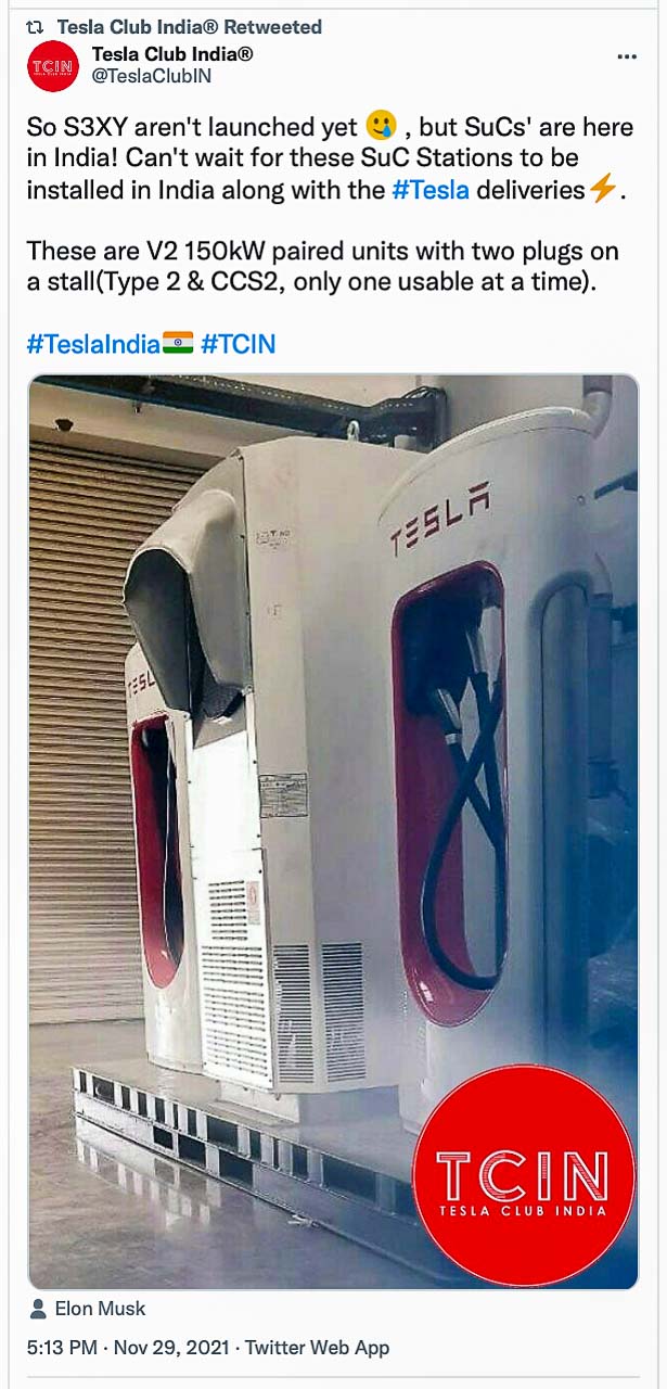 Tesla Supercharger In India