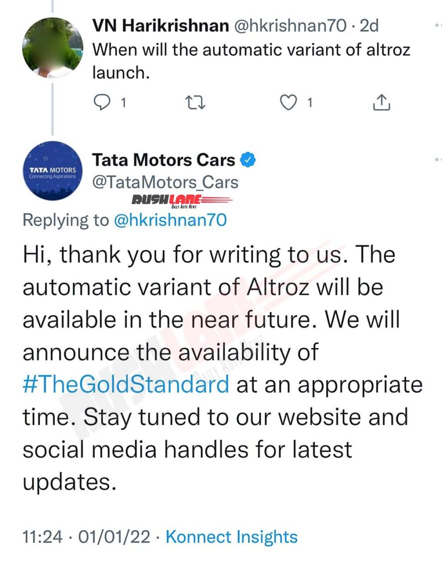 Tata Altroz Automatic Launch Confirmed