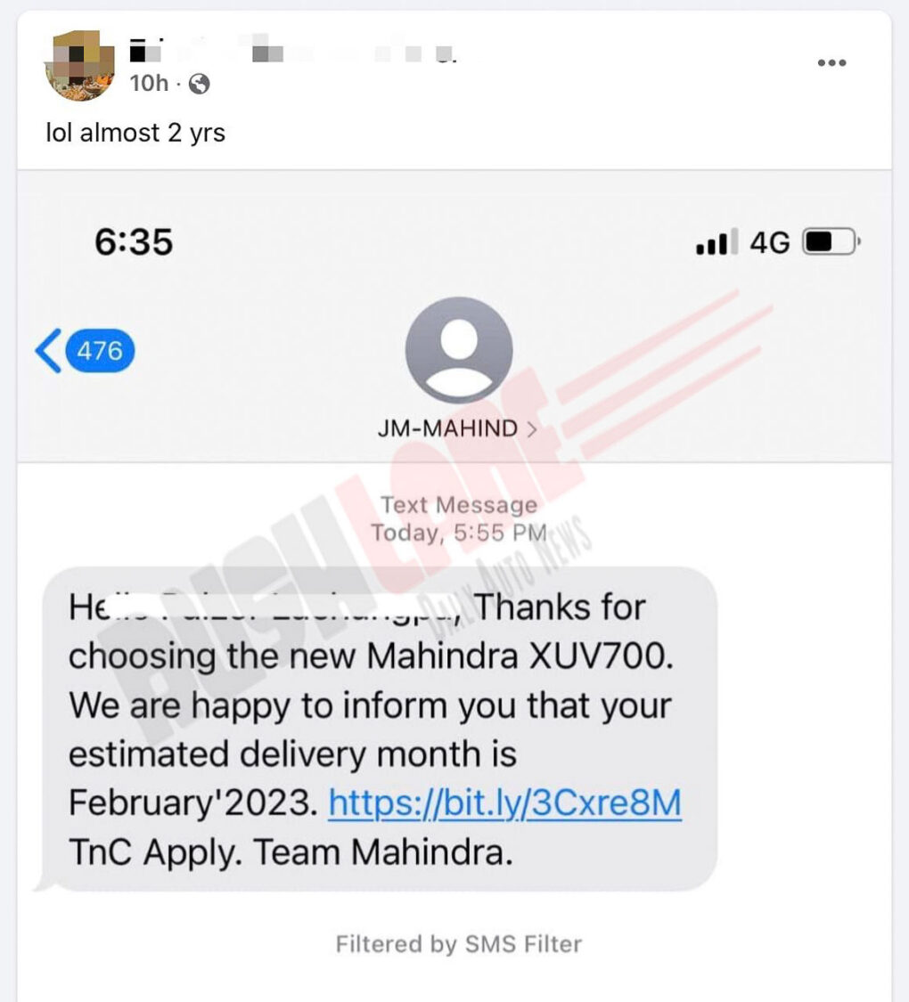 Mahindra XUV700 Delivery 2023 February