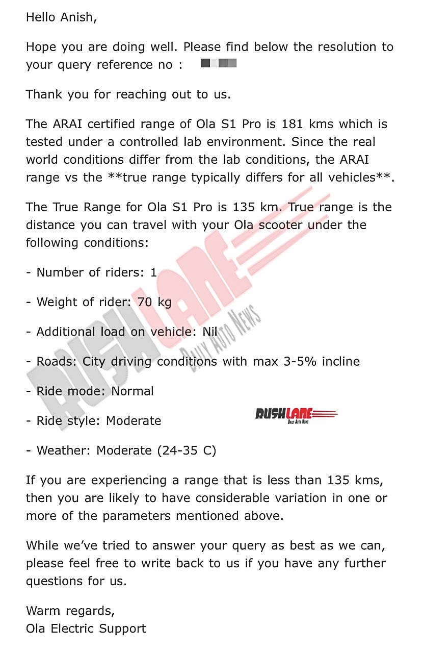 Conditions under which you can achieve the True Range of 135 kms from Ola electric scooter S1 Pro in real world