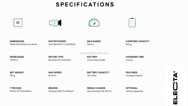 One Moto Electa Electric Scooter Specs