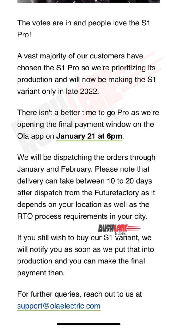 Ola S1 Electric Scooter Discontinued Temporarily - Customers Notified