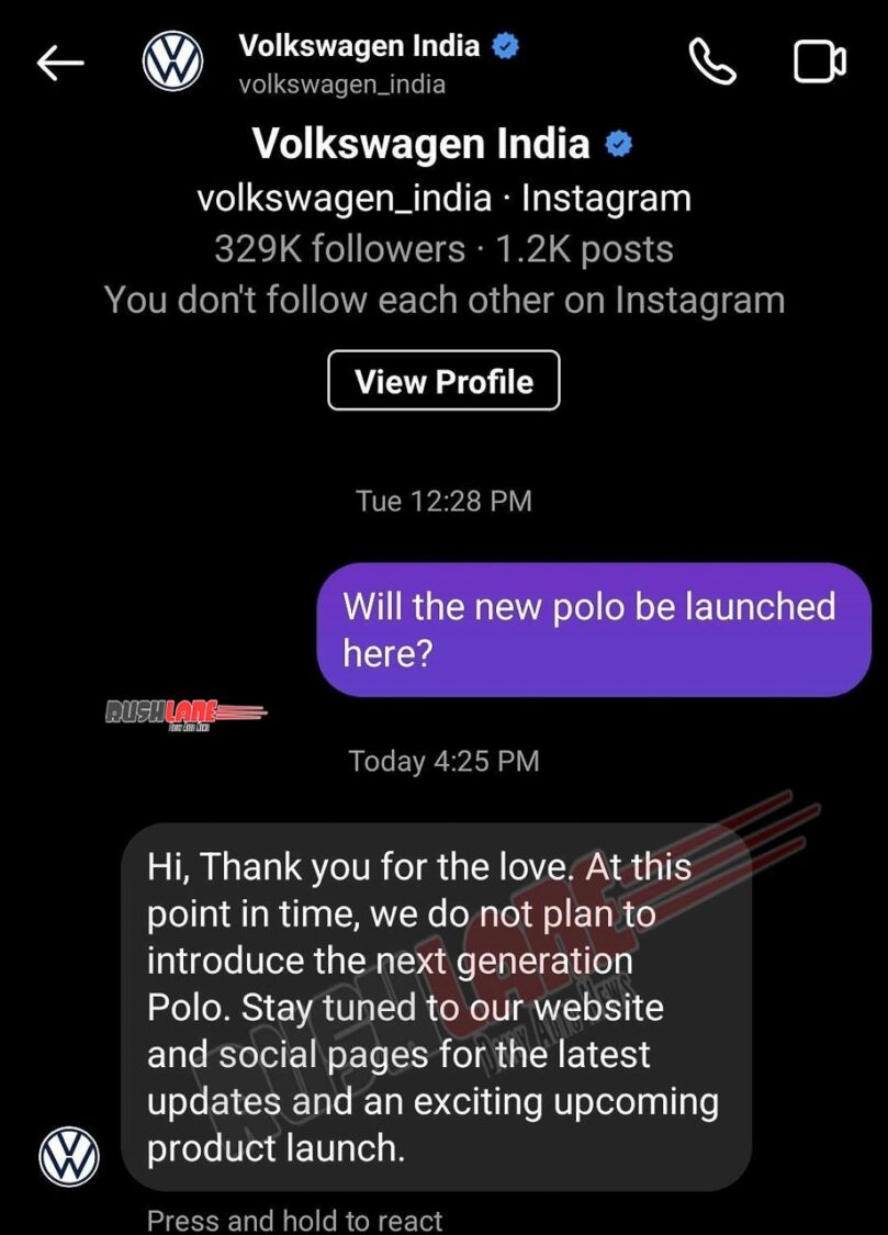 Volkswagen India has no plans to launch new gen Polo