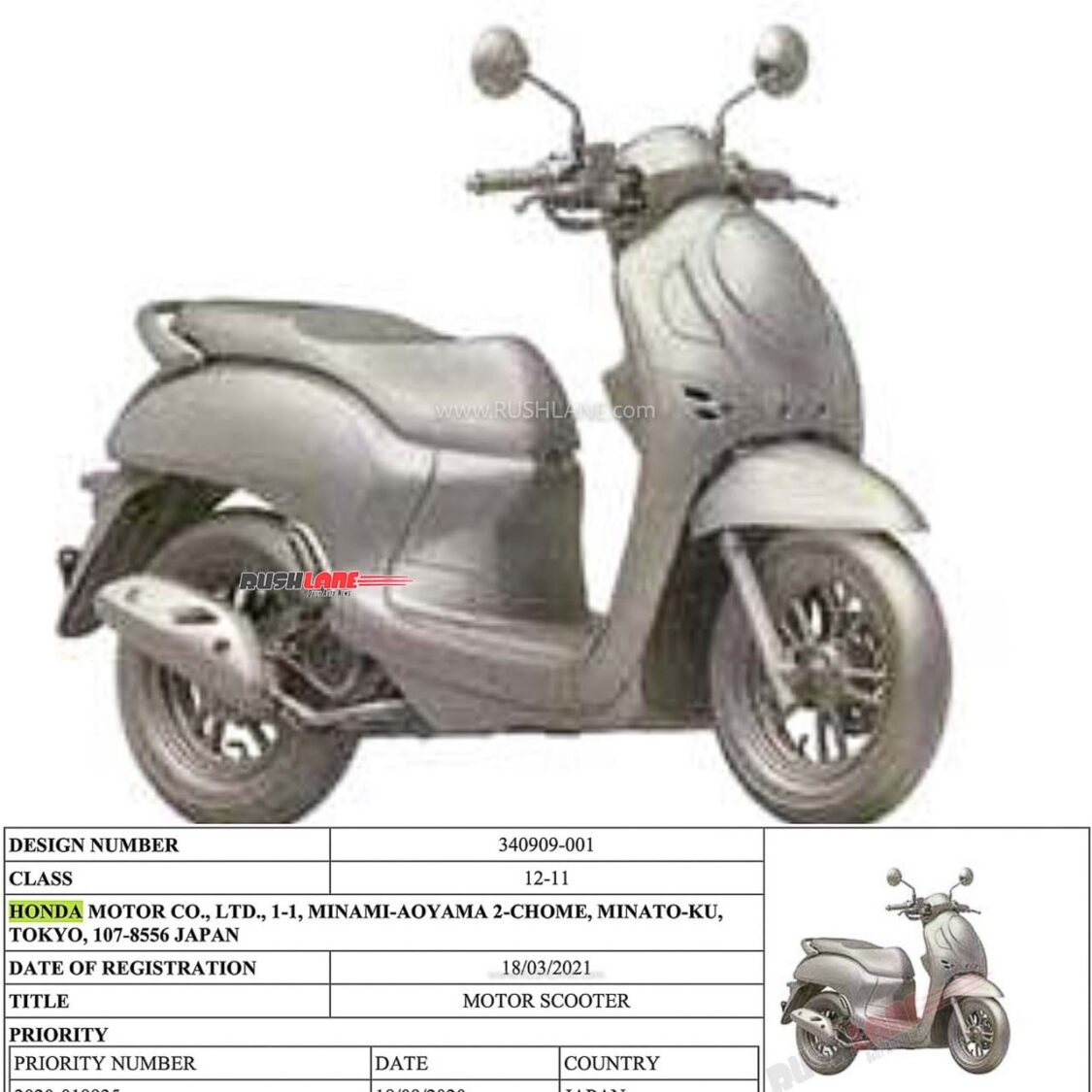 Honda Scoopy Scooter Patent Filed In India