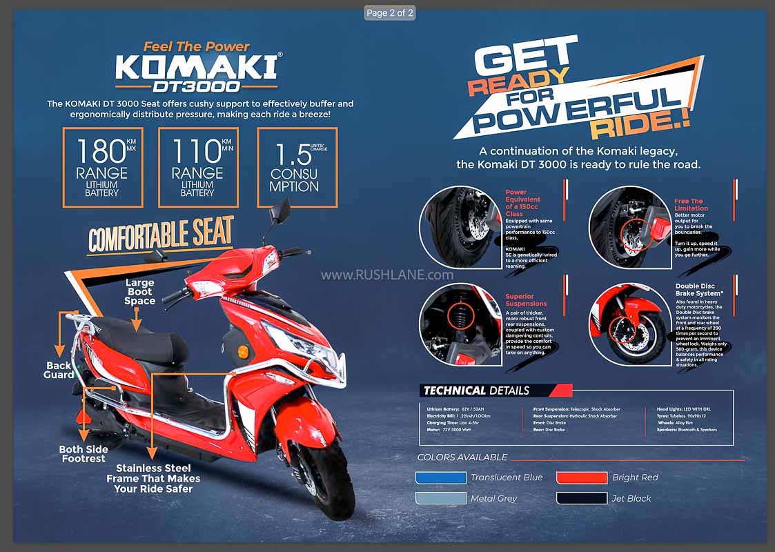 New Komaki DT3000 Electric Scooter