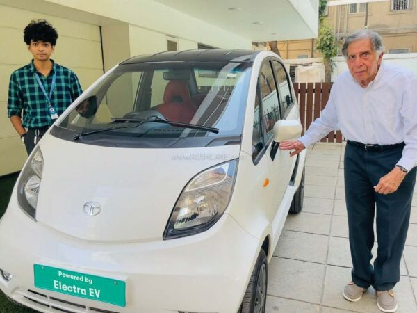 Ratan Tata with his Nano Electric