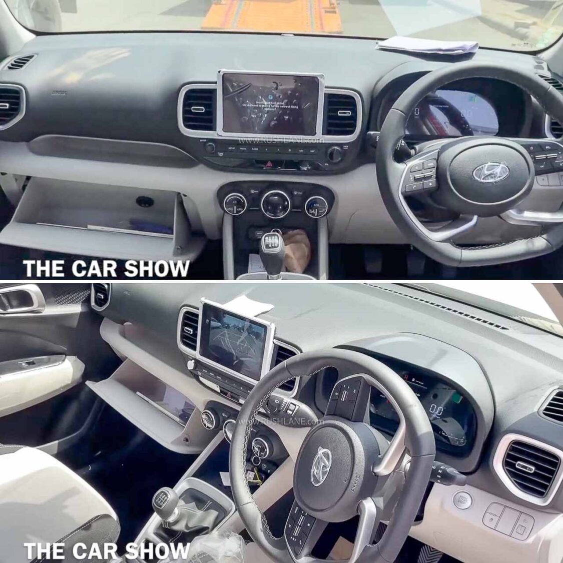 Hyundai Venue Facelift - Dashboard layout is same. Both variants get same touchscreen, digital instrument cluster, sunroof, wireless charger, wireless Android Auto / Apple Carplay