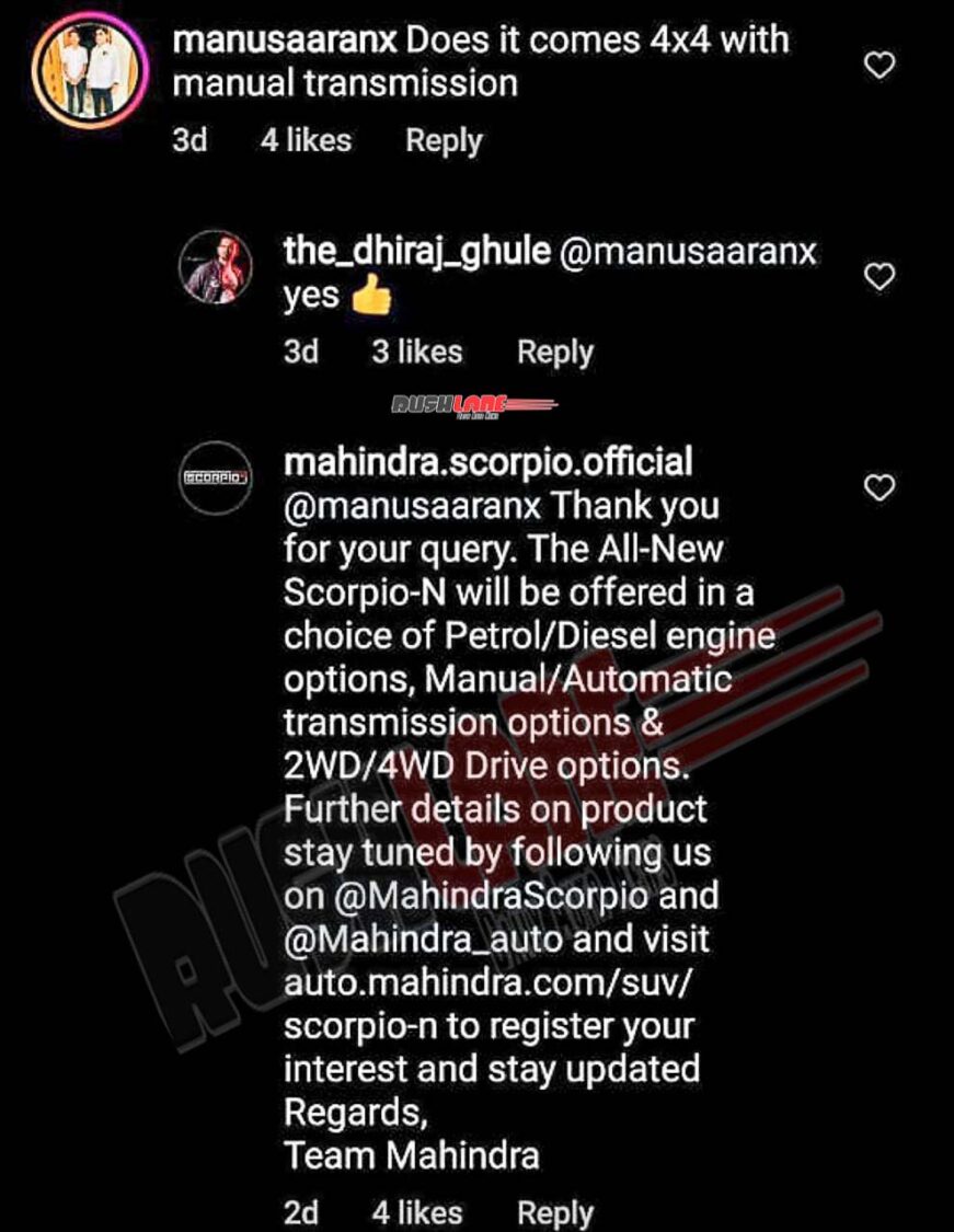 2022 Mahindra Scorpio Engine Options, 4WD - Officially Confirmed