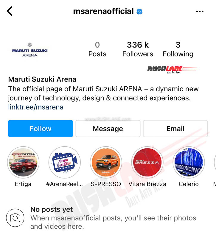 Maruti Arena deletes all posts from Insta
