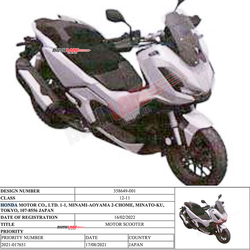 Honda ADV 350 ADV scooter patented in India