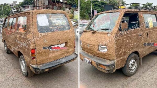 Maruti Omni wrapped in cow dung
