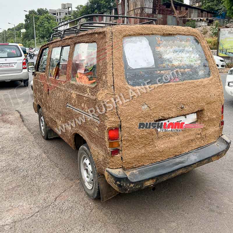 Maruti Omni wrapped in cow dung