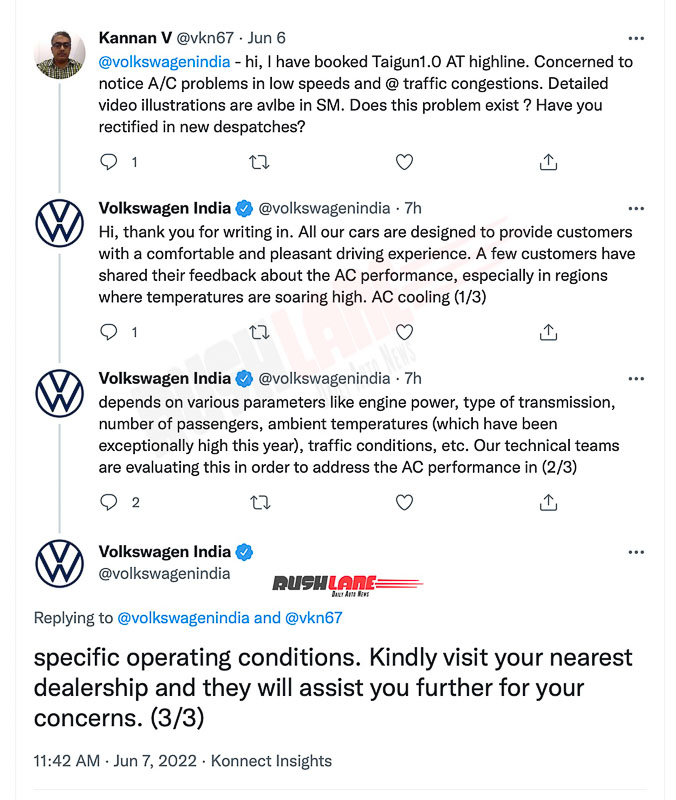 Volkswagen India Updated Statement On AC issues of Taigun
