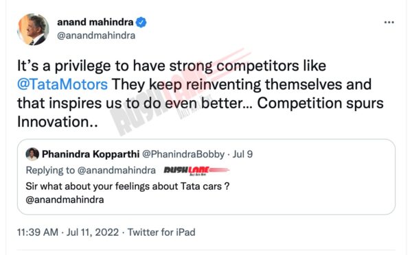 Anand Mahindra Responds