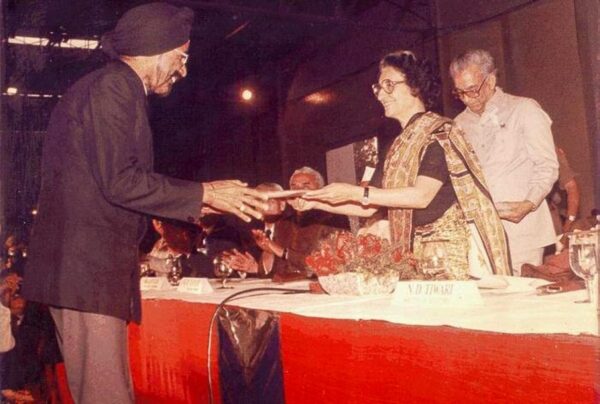 Then Prime Minister of India, Mrs Indira Gandhi handing over the key to Mr Harpal Singh