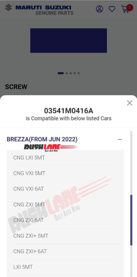 Maruti Brezza CNG Variants Leak