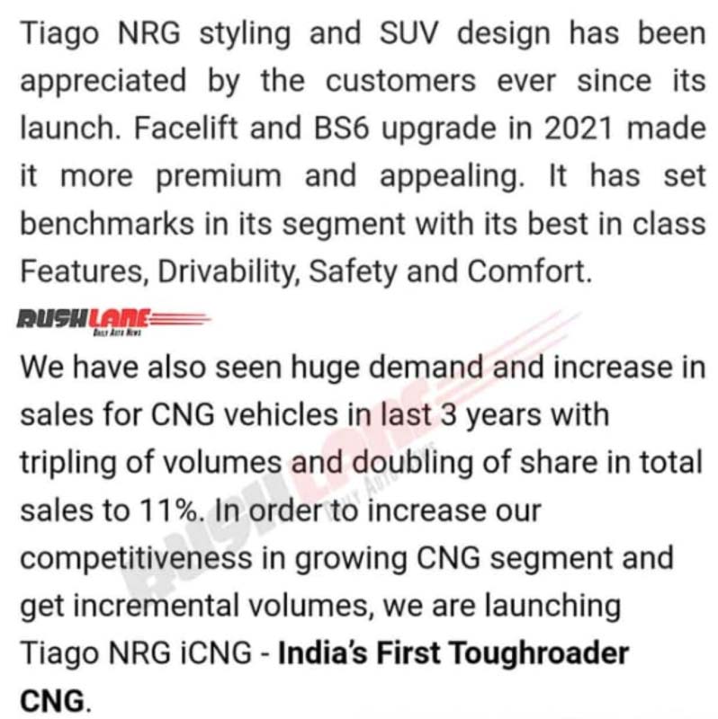 Tata Tiago NRG CNG Launched