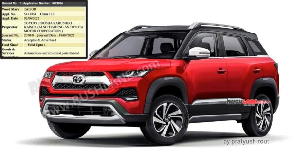 Toyota Taisor Name Registered