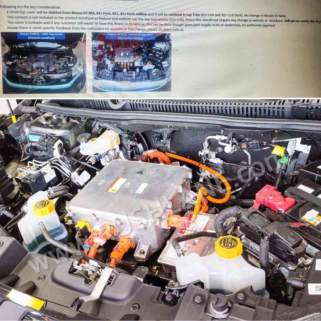 Tata Nexon EV e-motor top cover removed. Image - Nath