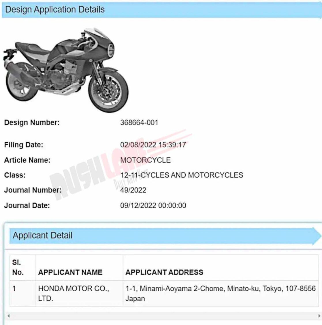 New Honda Hawk 11 Cafe Racer patented in India