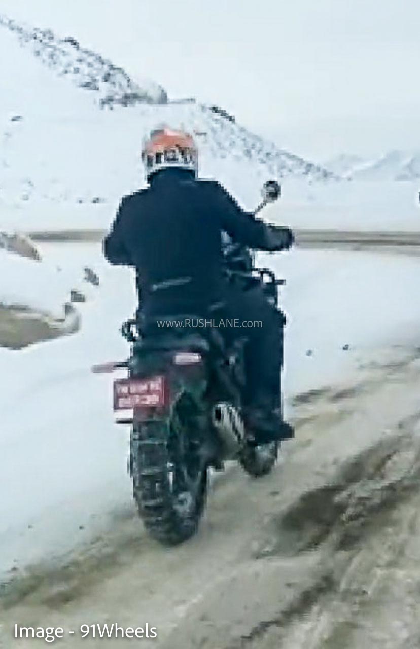 Royal Enfield Himalayan 450 Spotted With Snow Chain - Report - front