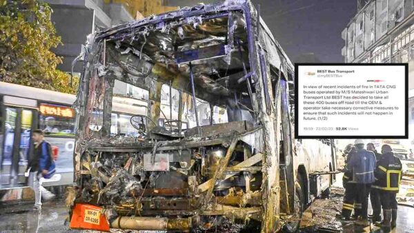 Third Tata CNG bus catches fire in a month