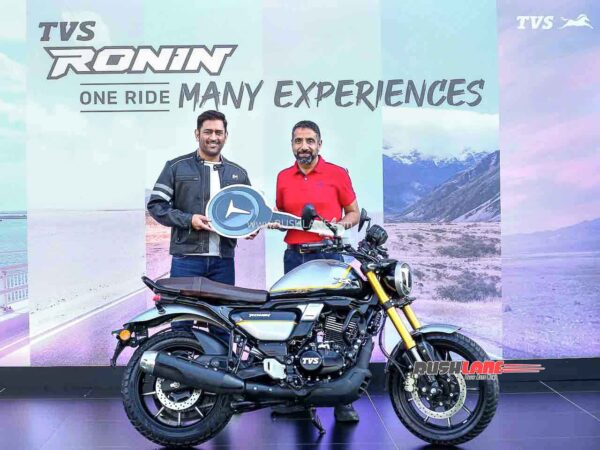 MS Dhoni taking delivery of his new motorcycle - TVS Ronin