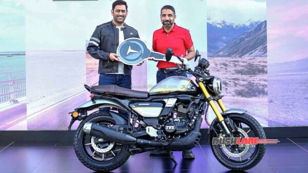 MS Dhoni taking delivery of his new motorcycle - TVS Ronin