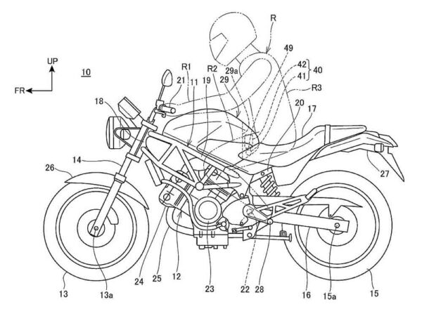 Honda Motorcycle Airbag Patent - Shows how the airbag will deploy