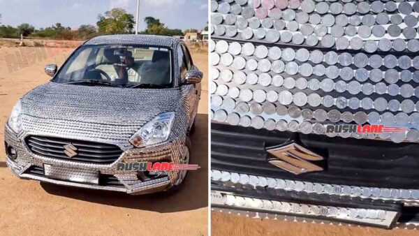 Maruti Dzire wrapped with 1 Rupee coins