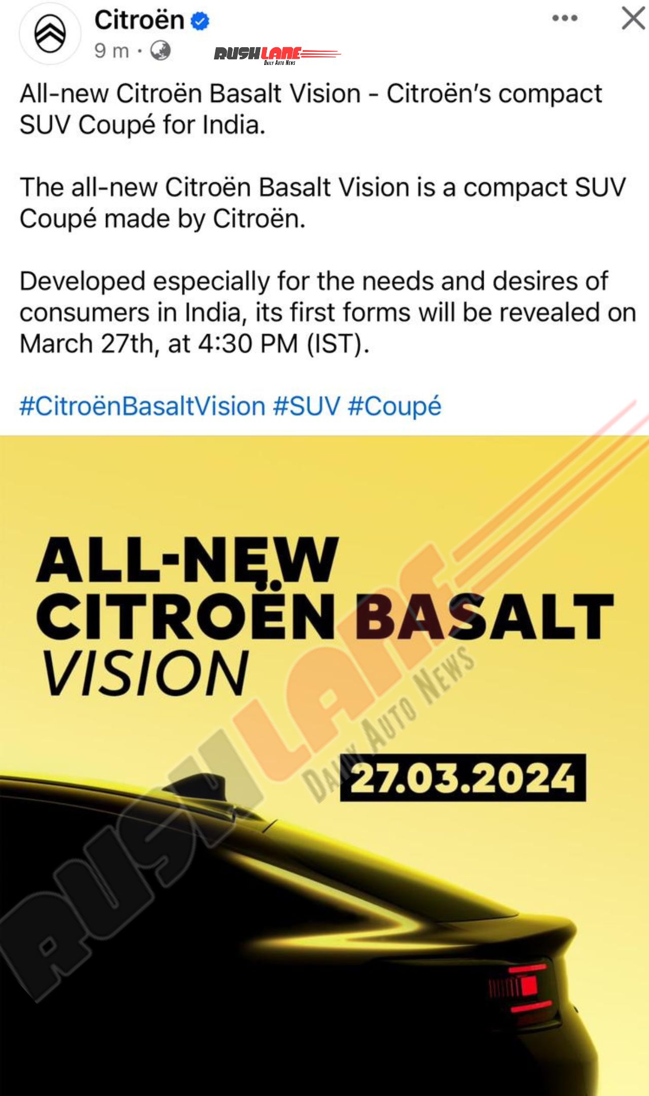 Citroen Basalt Vision Teased