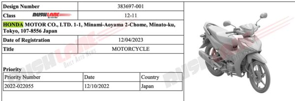Honda Revo X facelift patent details