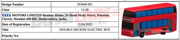 Tata electric double decker bus patent details