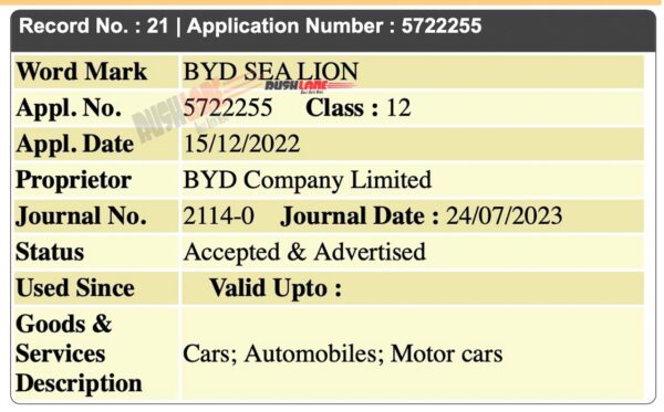 BYD Sea Lion electric SUV - registered in India