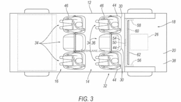 Ford patents floor-mounted airbag - Top view
