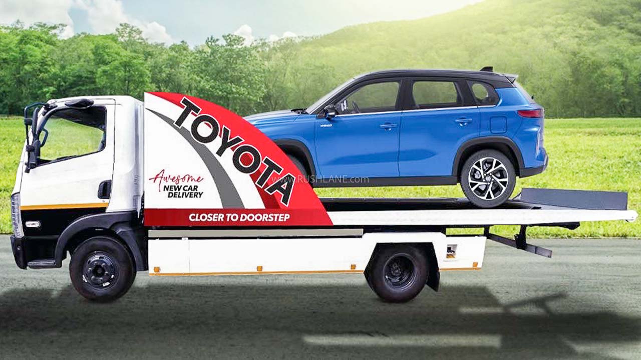 Toyota Hyryder delivery on flatbed