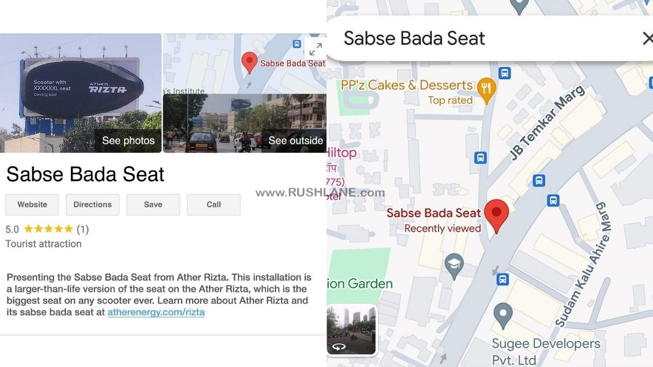 Ather Rizta Sabse Bada Seat On Google Maps