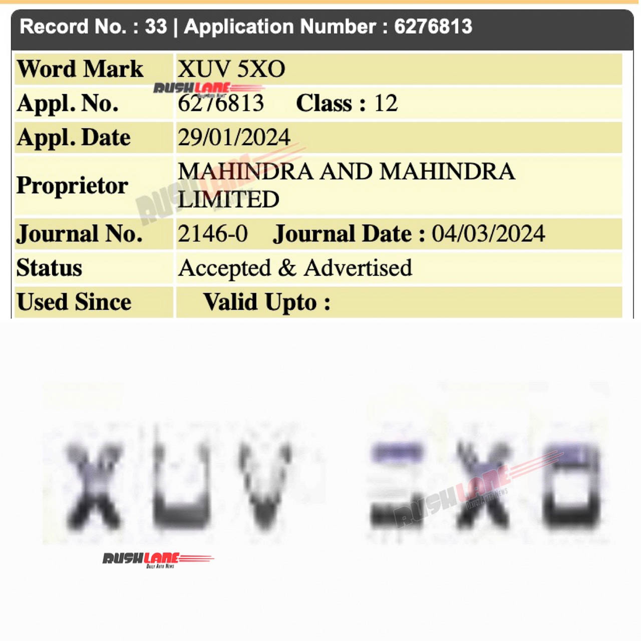 Mahindra XUV 5XO Name Registered