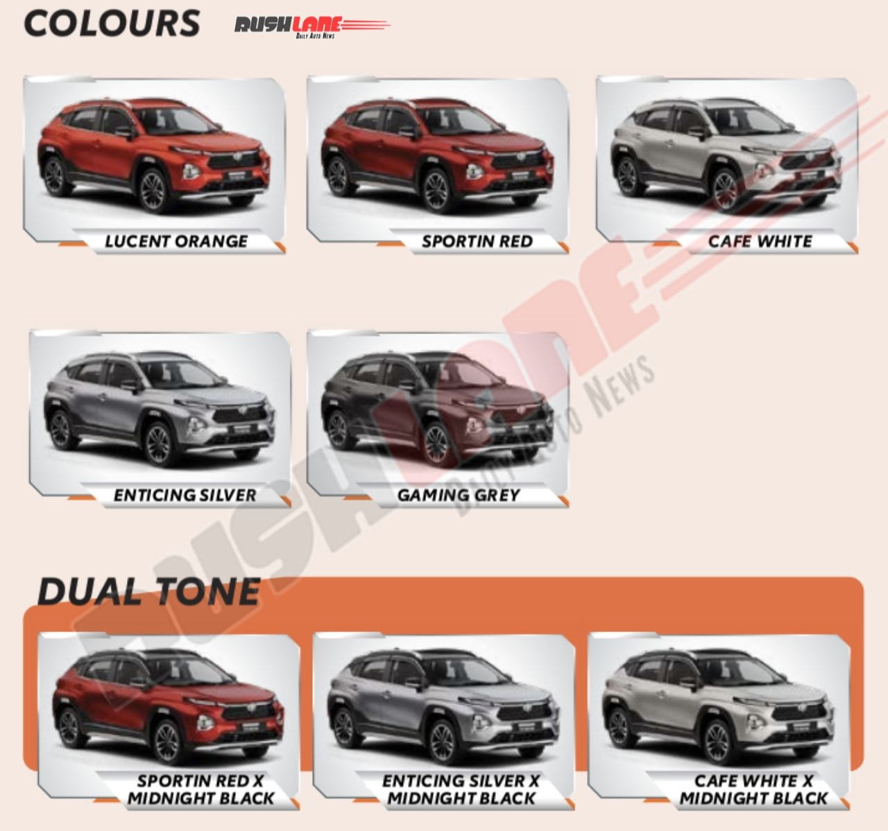 Toyota Taisor Colours