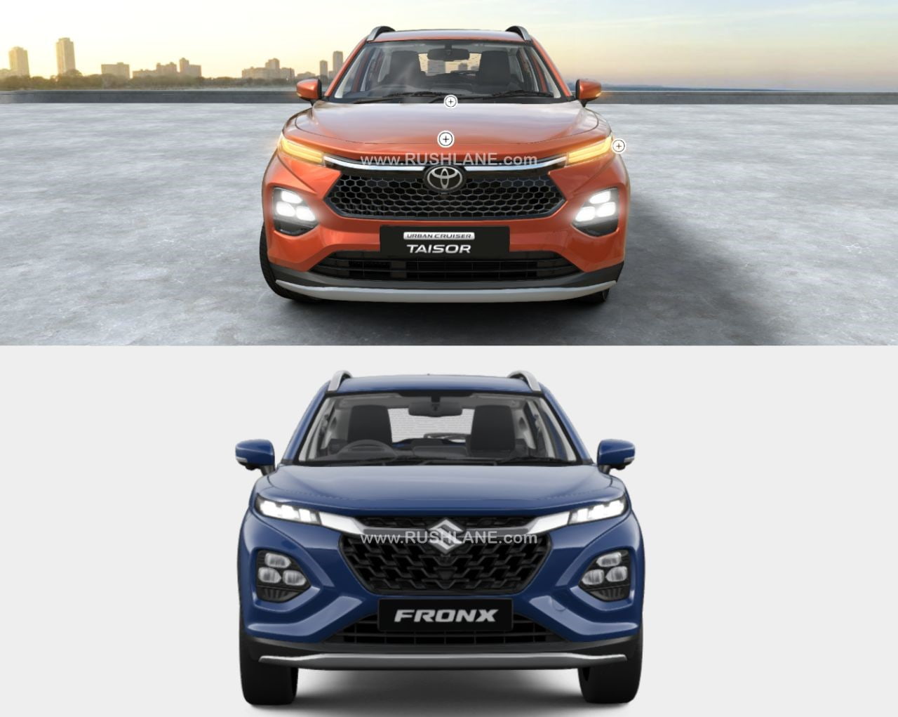 Toyota Taisor vs Maruti Fronx - Fascia